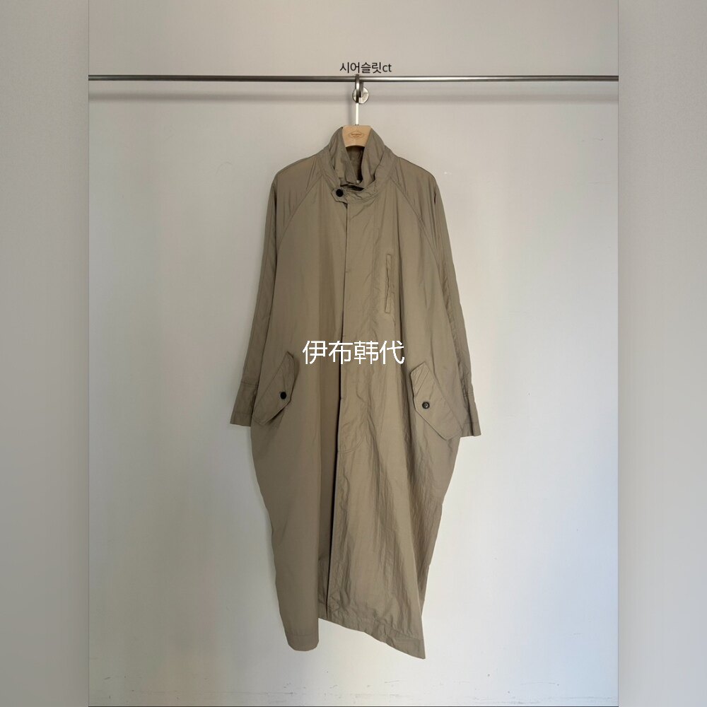 VERGAMOT韩国东大门正品代购26春 立领休闲纯色长款风衣大衣外套