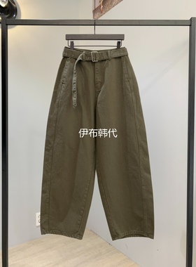 SOFTNESS韩国东大门正品代购25秋款 纯色休闲腰带工装时尚长裤女