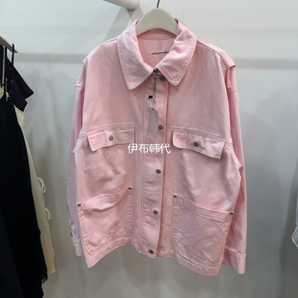 AIME HOPE MAKE/MYNAMEIS韩国东大门代购 休闲多口袋粉色风衣外套