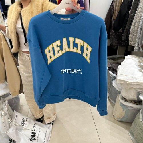圆领休闲字母加绒拉绒卫衣女