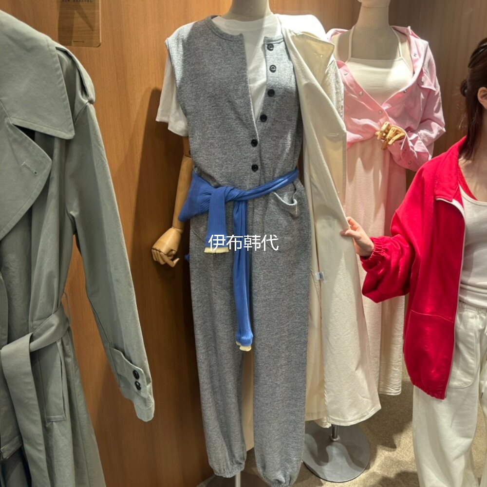 REPERTORY 韩国东大门正品代购 圆领纽扣休闲无袖连体裤长裤