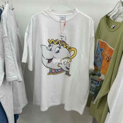 圆领卡通茶壶宽松短袖T恤