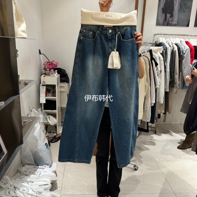 磨白做旧休闲直筒裤牛仔裤