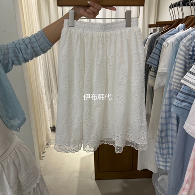 松紧腰镂空花朵休闲半裙中裙女