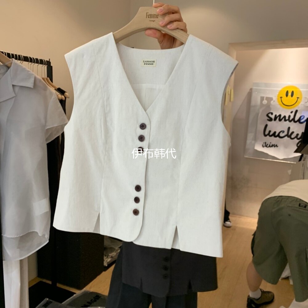 LA MAGIE FEMME韩国东大门正品代购26夏款 V领休闲纯色基础款马夹