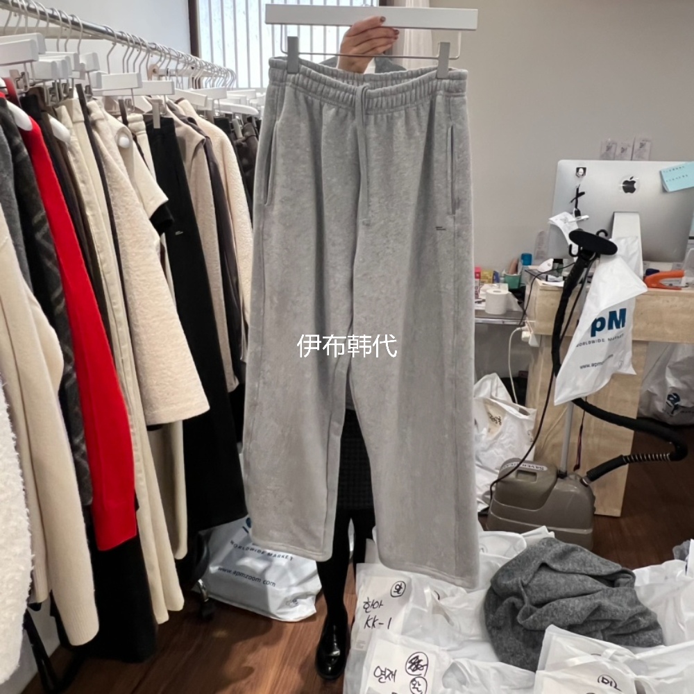 休闲字母棉质加绒拉绒卫裤