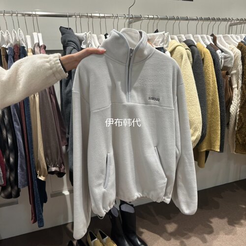 立领半拉链摇粒绒宽松外套