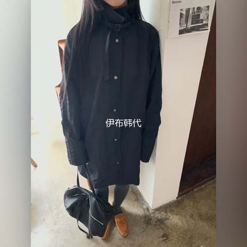 立领层叠腰带宽松风衣大衣外套