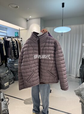 立领纯色拉链排骨羽绒服外套
