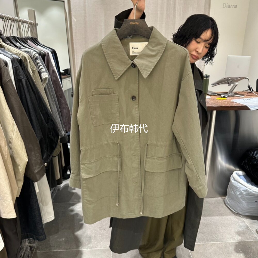 DIARRA韩国东大门正品代购26秋款 翻领做旧多口袋抽绳风衣外套