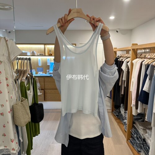 圆领薄款微透休闲打底背心