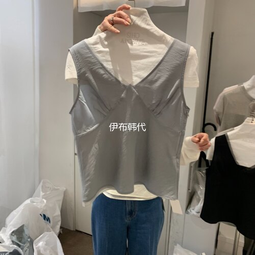 纯色休闲V领百搭背心女