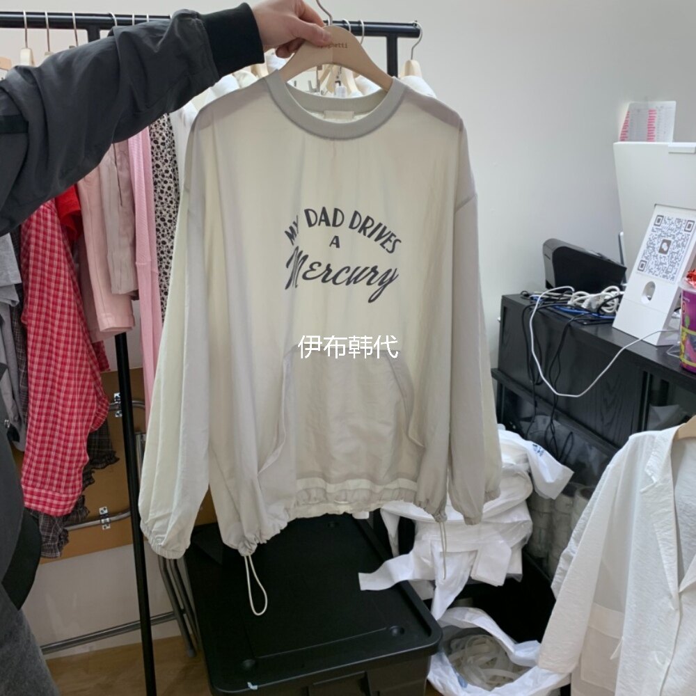 SPAGHETTI韩国东大门正品代购26春款 圆领休闲大口袋抽绳字母卫衣