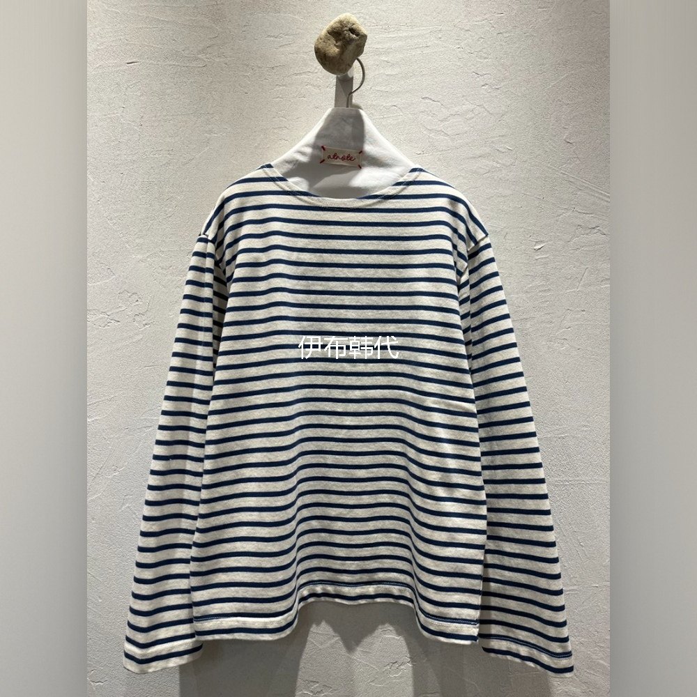 AT NOTE韩国东大门代购26春 圆领休闲条纹袖子贴布宽松长袖T恤,女装/女士精品,T恤,淘宝优惠券,粉丝福利购,淘宝优惠卷