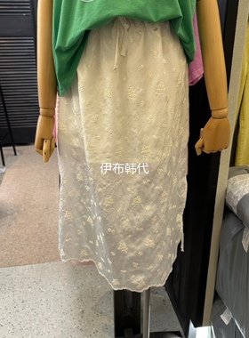 LE ETOILE韩国东大门正品代购26春款 松紧腰棉布休闲花朵绑带半裙