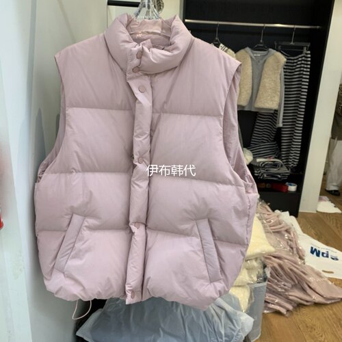 高领面包服拉链鹅绒羽绒马甲