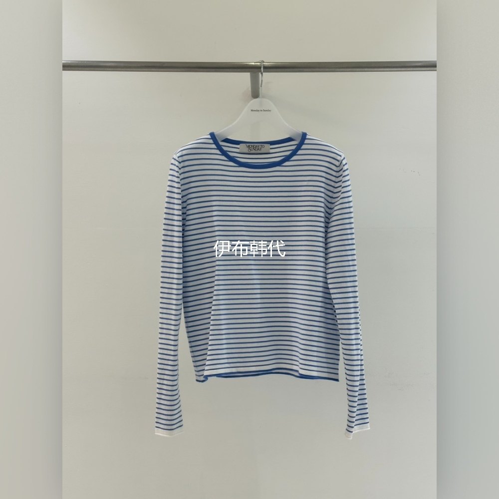 MONDAY TO SUNDAY韩国东大门正品代购26春款 圆领休闲条纹长袖T恤,女装/女士精品,T恤,淘宝优惠券,粉丝福利购,淘宝优惠卷
