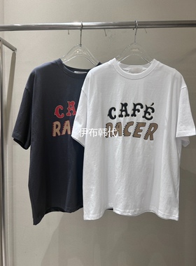 LATTE韩国东大门正品代购26春款 圆领休闲简约字母短袖T恤女