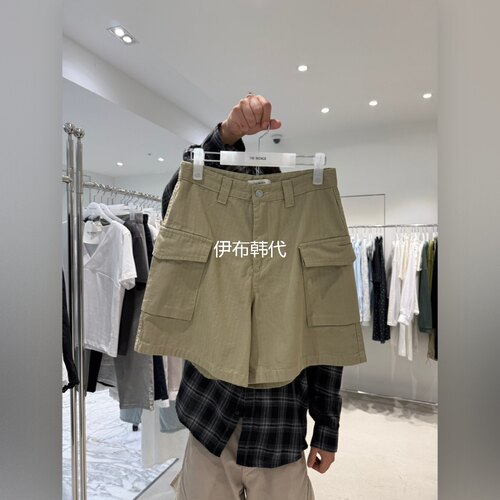 纯色休闲口袋百搭短裤女