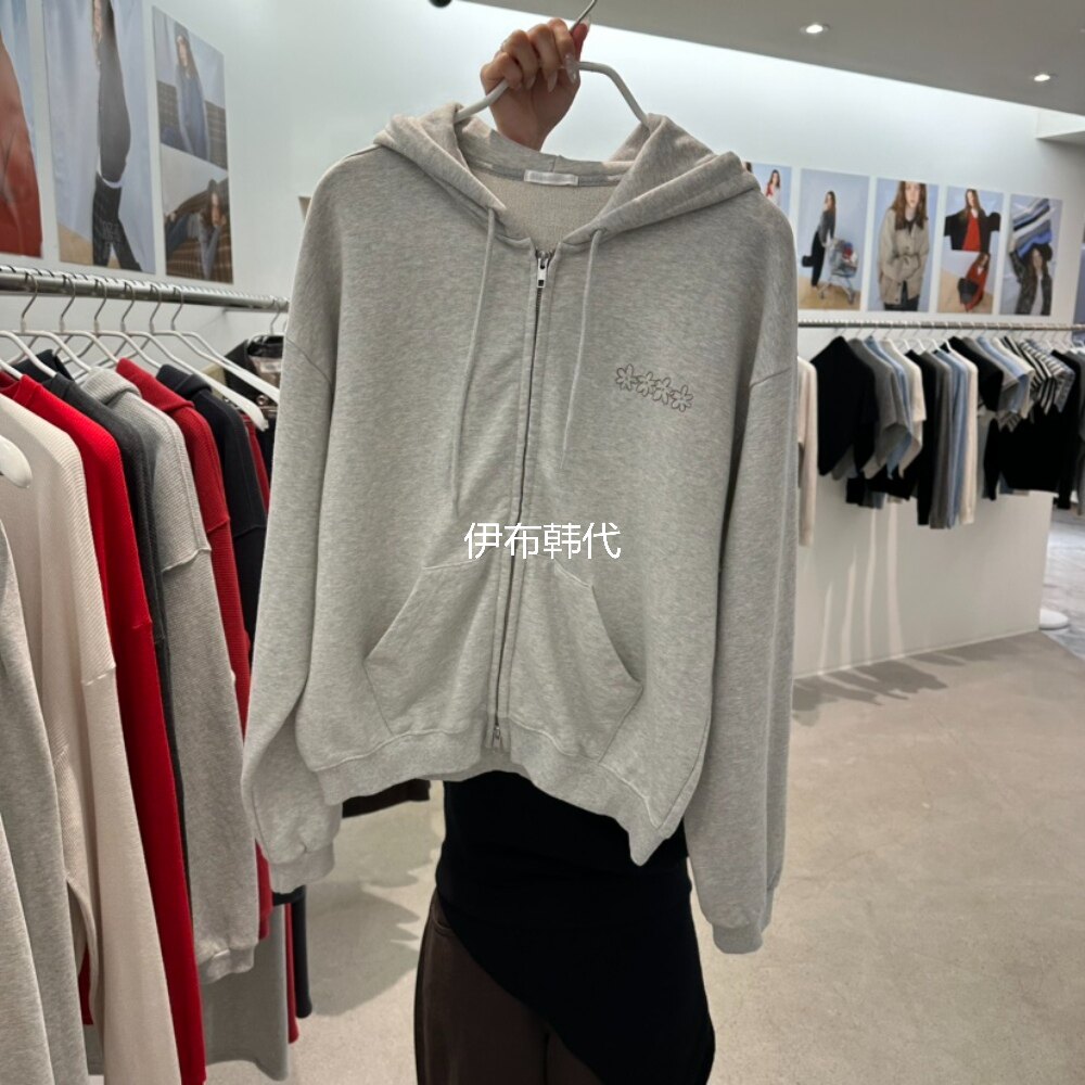MARAN韩国东大门正品代购26秋款 连帽拉链后背花朵卫衣开衫外套