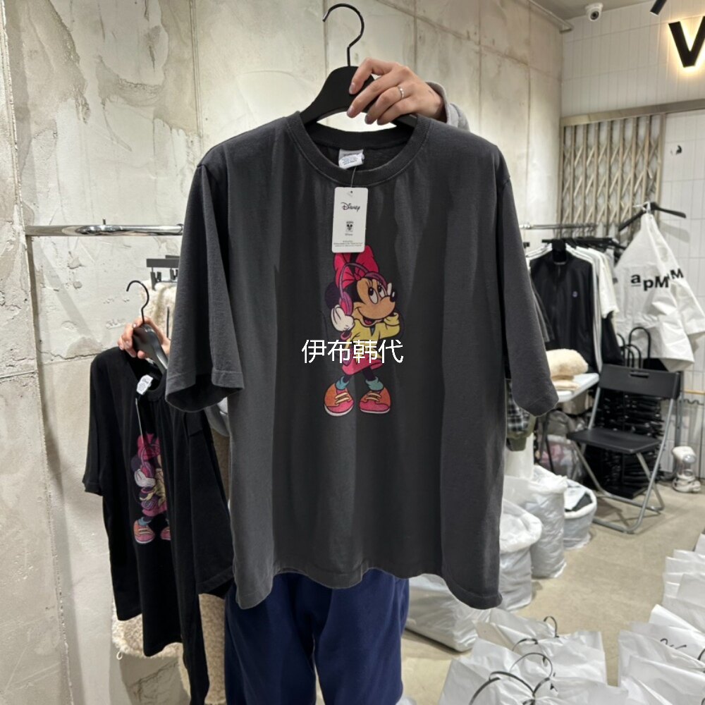 圆领卡通老鼠蝴蝶结休闲短袖T恤