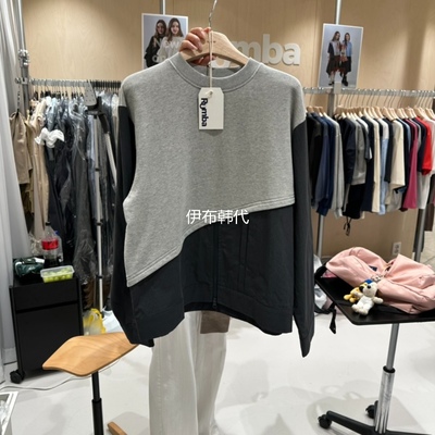 圆领休闲棉质拼接假两件宽松卫衣