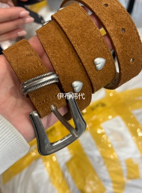 RIVEROOM韩国东大门正品代购26春季新 爱心铆钉翻毛皮细腰带皮带