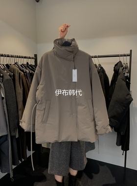 FORTH韩国东大门正品代购25冬 立领纯色休闲腰绳保暖羽绒服外套