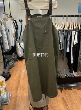 JADEMARKET韩国东大门代购26夏款 抽绳设计宽松工装背带裙连衣裙