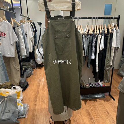 JADEMARKET韩国东大门代购26夏款 抽绳设计宽松工装背带裙连衣裙