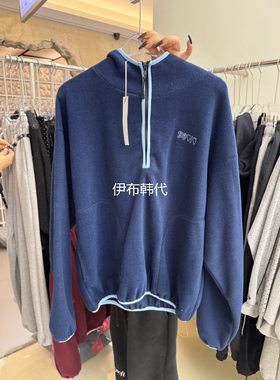 SEOLO韩国东大门正品代购冬款 连帽拉链休闲字母套头摇粒绒卫衣