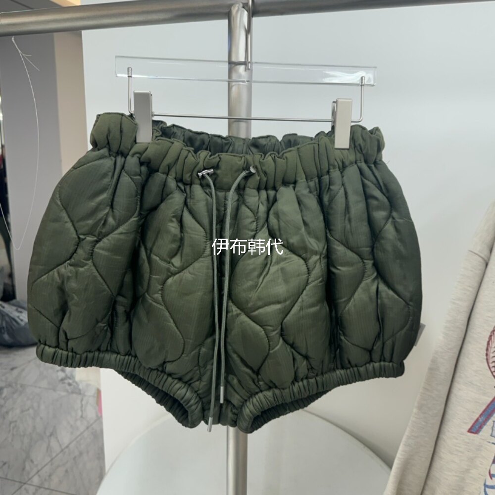 波浪纹夹棉抽绳休闲灯笼短裤