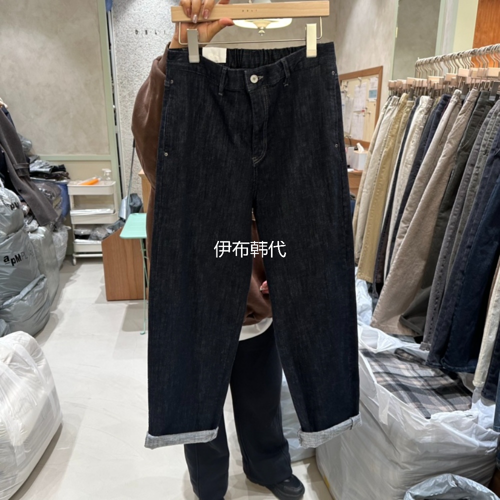 冬款纯色休闲深色加绒牛仔裤