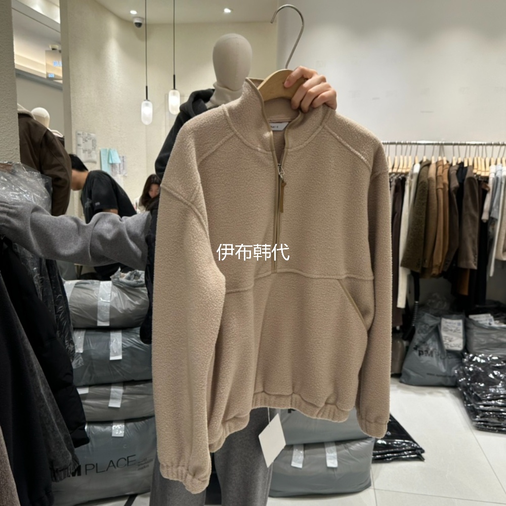 立领拉链摇粒绒休闲套头卫衣外套