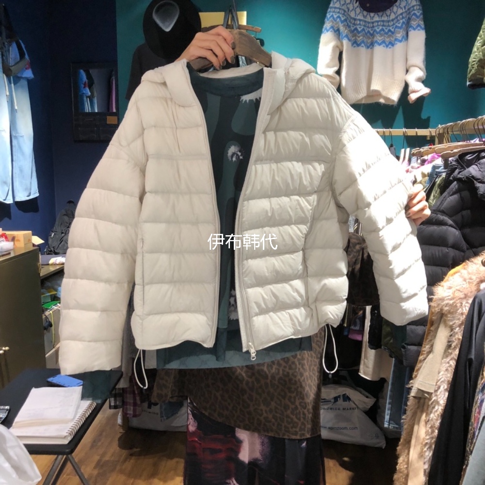 连帽抽绳拉链排骨羽绒服外套