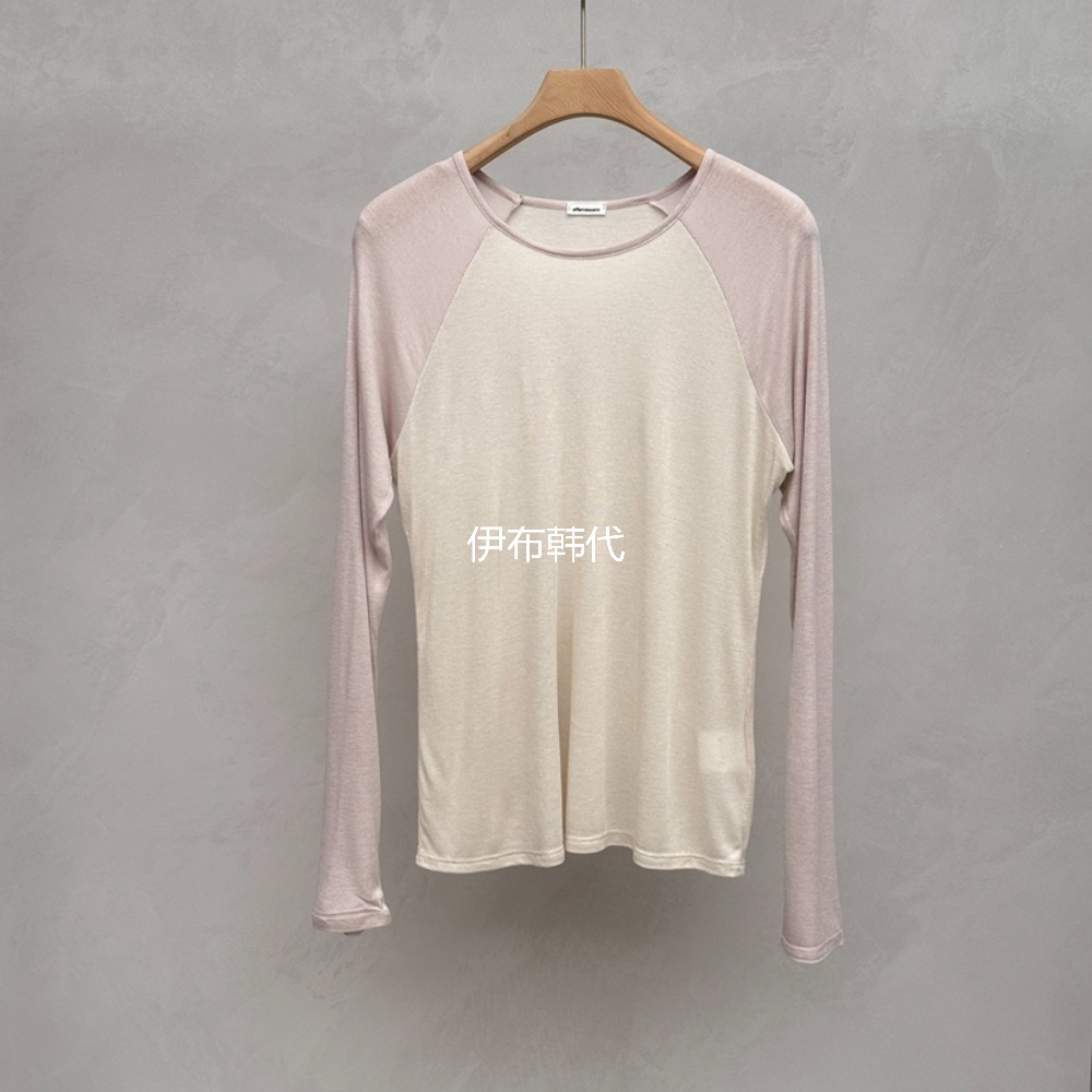 冬款圆领薄款插肩长袖打底T恤