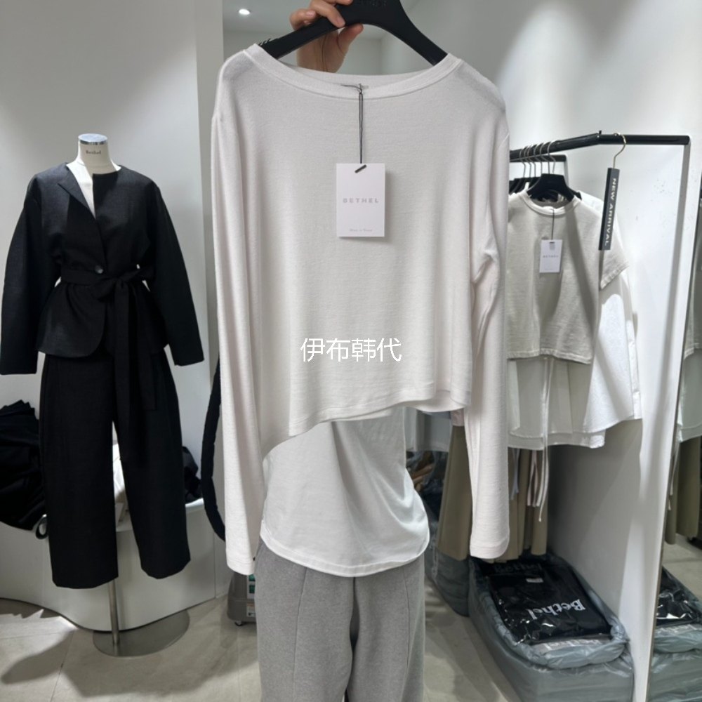 BETHEL韩国东大门正品代购26春款 圆领纯色短款天丝羊毛T恤女,女装/女士精品,T恤,淘宝优惠券,粉丝福利购,淘宝优惠卷