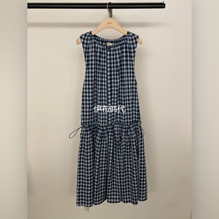 圆领休闲格子抽绳背心裙长裙连衣裙 26春 BOLD韩国东大门正品 代购