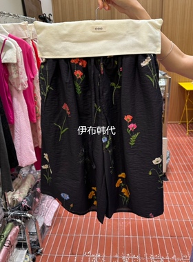 EEE韩国东大门正品代购26夏款 松紧腰花朵碎花绑带中裤短裤女