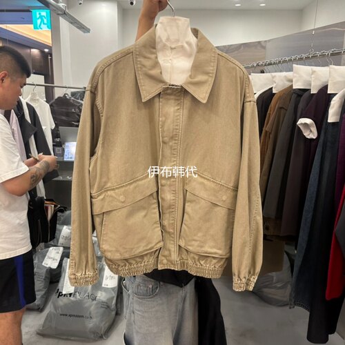 翻领水洗做旧休闲短外套夹克