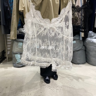 BRICKLANE韩国东大门正品代购26春款 透明蕾丝飞边吊带背心女