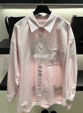 FEBRUARY 11韩国东大门正品代购26春款 翻领休闲细条纹宽松衬衫