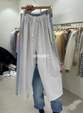 REPELLER韩国东大门正品代购26春 松紧牛仔拼接拼色直筒裤牛仔裤