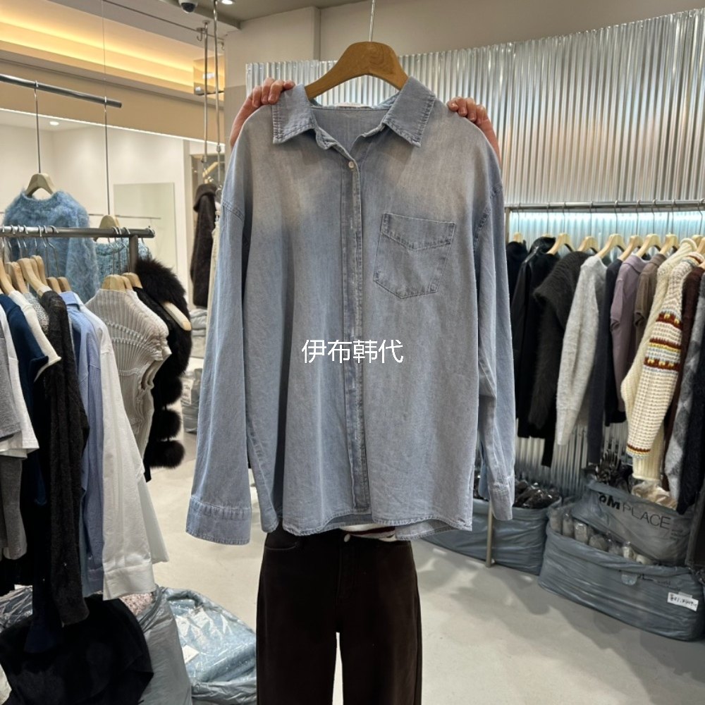 ALEGRE韩国东大门正品代购26春款 磨白做旧气质口袋牛仔衬衫,女装/女士精品,衬衫,淘宝优惠券,粉丝福利购,淘宝优惠卷