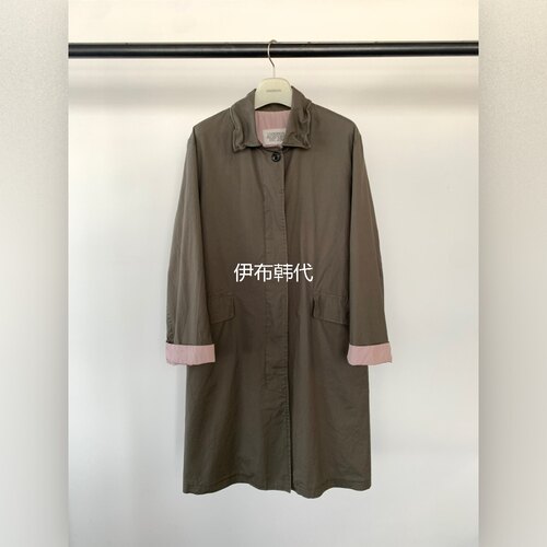 翻领休闲纯色中长风衣大衣外套