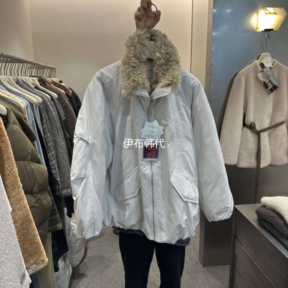 ALTER韩国东大门正品代购25冬款 毛领翻领仿羊羔毛棉衣棉服外套