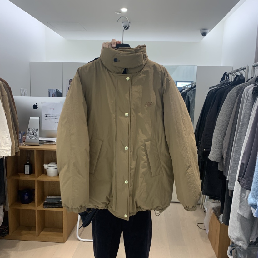 立领休闲刺绣字母羽绒服夹克外套