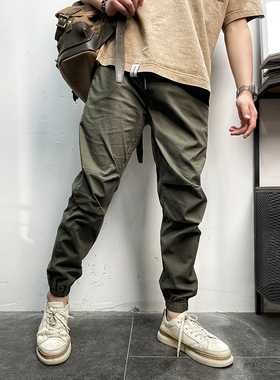 11280 夏季薄款速干透气男士余文乐美式束脚显瘦弹力工装休闲裤