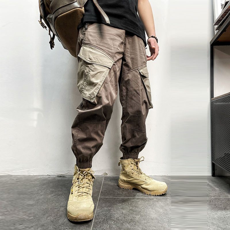 青年潮牌设计款大口袋束脚休闲裤