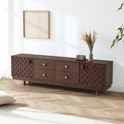 实木电视柜客厅2025新款中古风